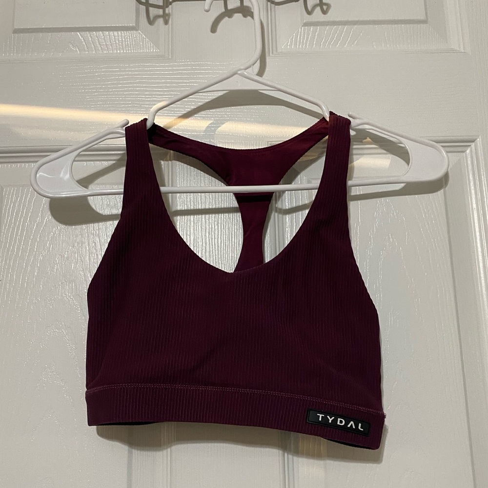 Tidal Wine ribbed sports bra